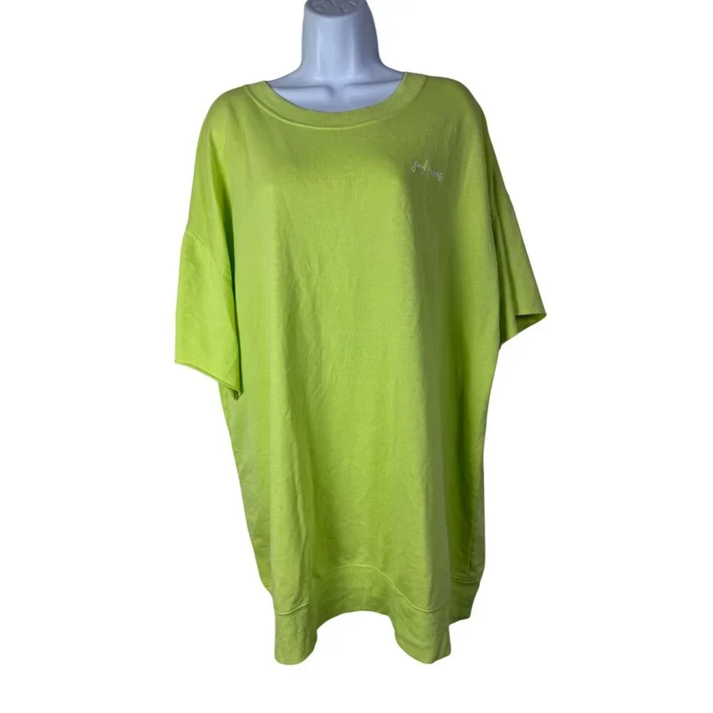 Infinitely Free People Cozy Cool Girl Sleep Tee Oversized Neon Green Women Small - Picture 2 of 16